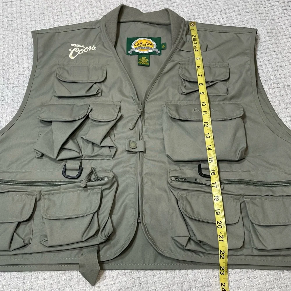 Cabela’s Coors Logo Vest Safari Green Outdoor Vented Camping Fishing Mens XL Reg